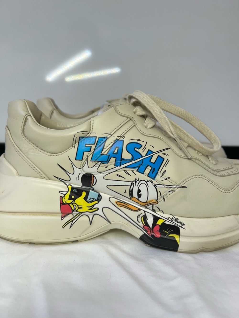 Gucci x Disney Rhyton “Donald Duck Flash” Leather Chunky Sneakers Size 8 - Picture 4 of 14